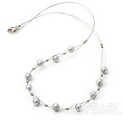 17 inches 6-7mm simple black pearl necklace