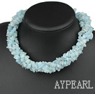 aquamarine chips long style necklace