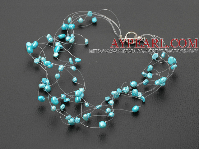 fantastic blue pearl necklace with toggle clasp