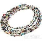 multi strand seven colored stone necklace with slide clasp