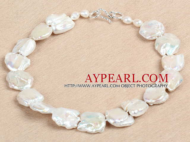 Elegant A grade naturvit oregelbunden form Rebirth Pearl Chunky Party Halsband