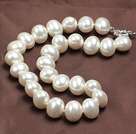Chunky Big Potato Shape White Color Sea Shell Beads Necklace with Moonlight Clasp