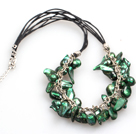 New Arrival Peacock Green Color Teeth Shape Pearl Necklace with Lobster Clasp