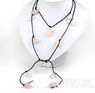 47 inches pearl and rose quartz long style necklace