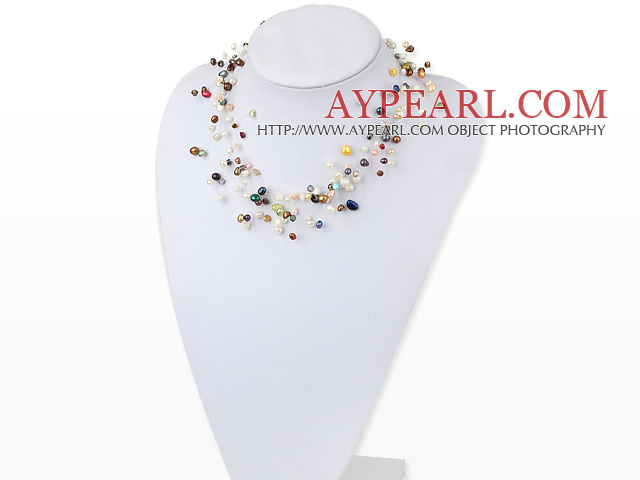 17.5 inches fantastic seven colored pearl necklace with lobster clasp