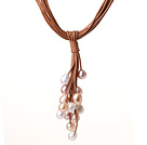 Simple brin Biwa Perle Collier Cristal