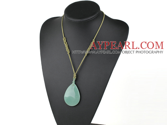 17 inches simple aventurine pendant necklace with lobster clasp