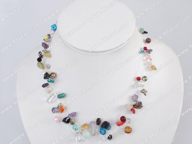 17.5 inches multi stone necklace with lobster clasp