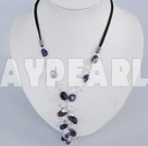 17.5 inches amethyst and white crystal necklace with lobster clasp