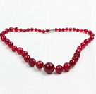 Wholesale Dyed Rose Pink Agate Graduated Necklace with Magnetic Clasp
