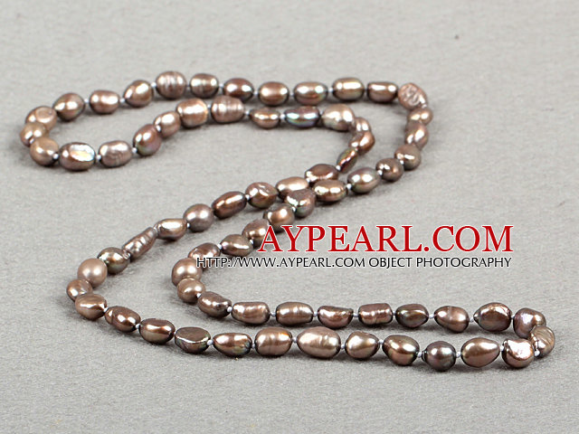 Simple Fashion Long Style Natural Brown Baroque Pearl Necklace