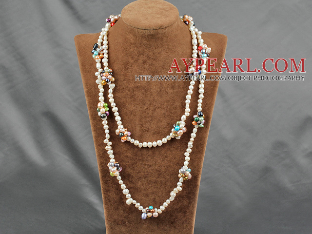 47 дюймов разноцветные жемчужины LOGN стиль ожерелье