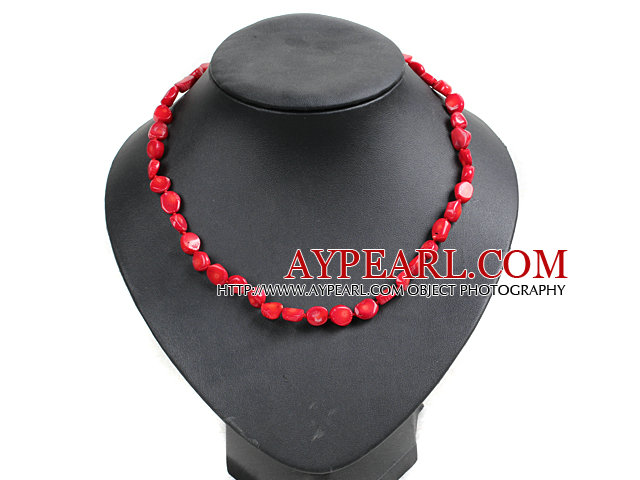 18 inches 10mm red coral necklace with toggle clasp