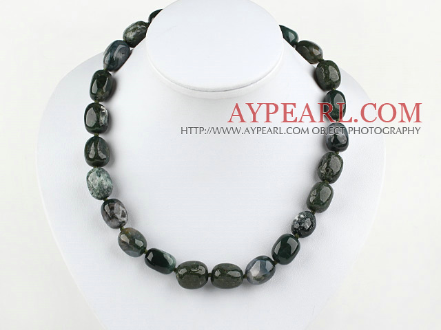 18 inches float grass agate necklace with moonlight clasp