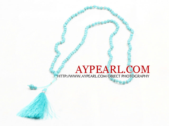 Summer Style Mini Turquoise Beads Necklace with Tassel Pendant