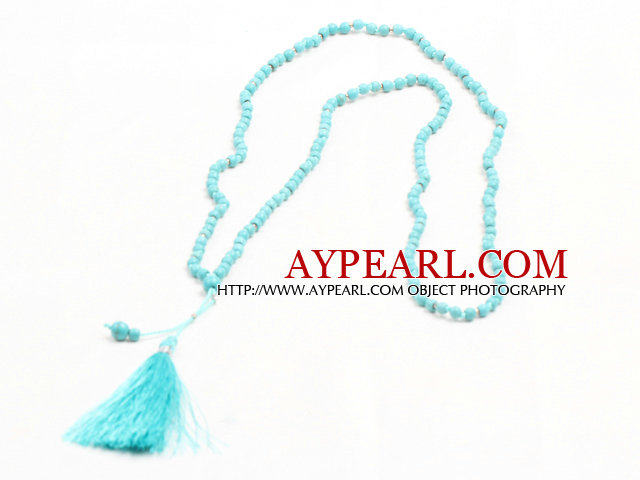 Summer style Mini Collier de perles turquoise avec pendentif pompon