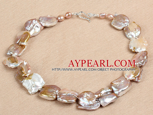 Elegantes A Erhaltung Natur Lila unregelmäßige Form Rebirth Perle Chunky-Party-Halskette