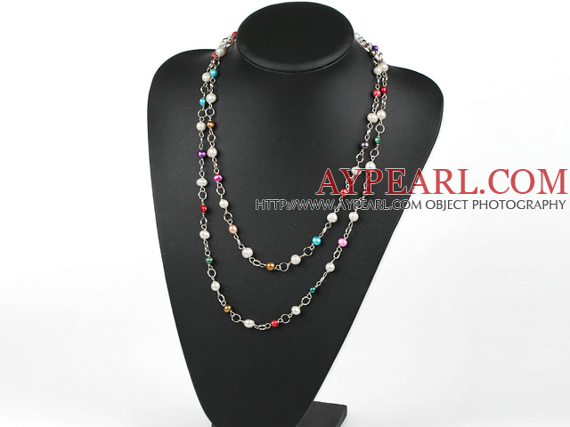 47 inches seven colored pearl long style necklace