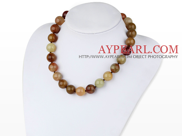 16mm round three color jade necklace with spring ring clasp