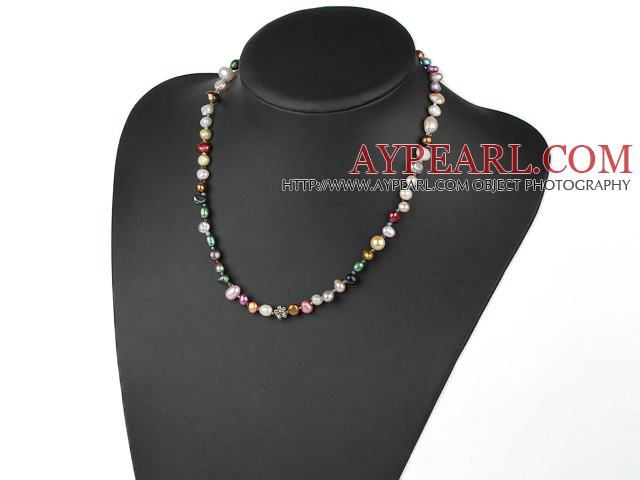 dyed colorful pearl necklace with lobster clasp