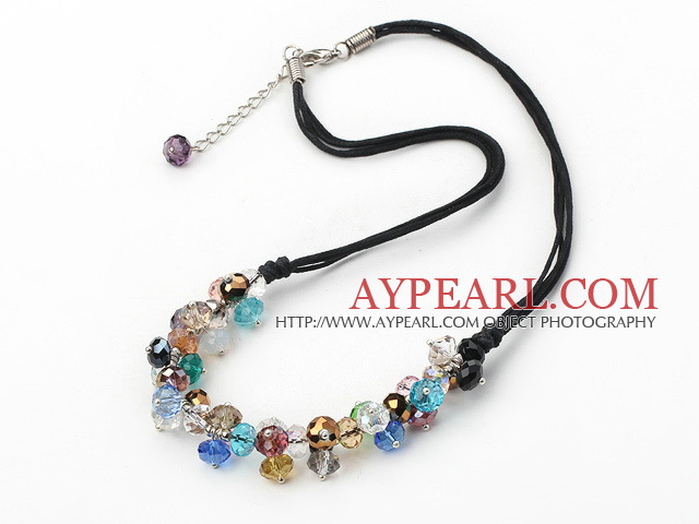 colorful crystal necklace with lobster clasp