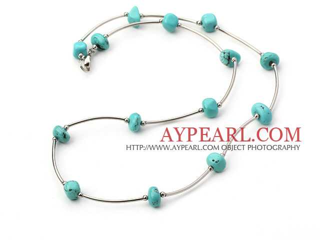 18 inches 6-12mm turquoise necklace with lobster clasp