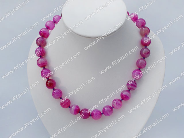 14mm pink agate necklace with spring ring clasp
