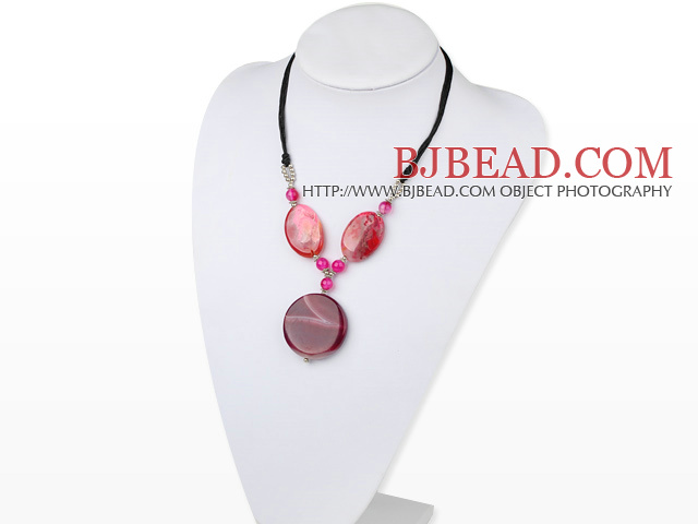 17.5 inches pink agate necklace with lobster clasp
