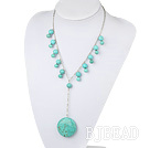 turquoise Y shaped necklace with metal chain and lobster clasp