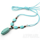 turquoise and tiger's eye Y shaped necklace