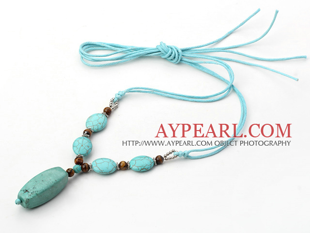 turquoise and tiger's eye Y shaped necklace