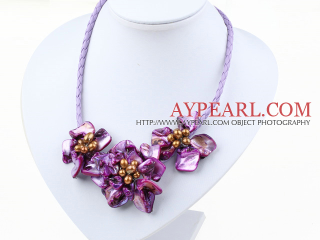 エレガントなスタイル小さな紫色の貝の花のネックレス