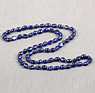 Simple Fashion Long Style Natural Dark Blue Baroque Pearl Necklace