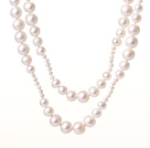 Elegant Long Fashion Style Natural White Freshwater Pearl Beads Necklace