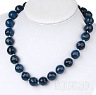 14mm blue agate necklace with spring ring clasp