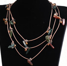 Fashion Long Style Natural Brown Pearl Gemstone Chips Necklace (Sweater Chain)