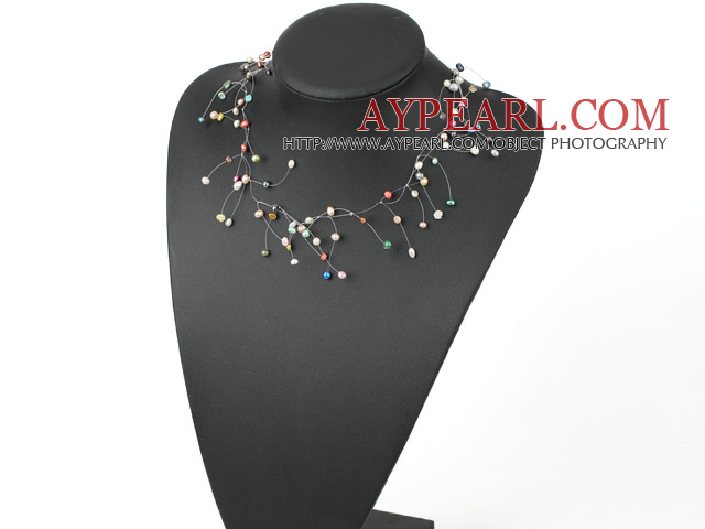 fancy multi color pearl necklace with lobster clasp