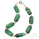 alb şi verde agat colier de perle cu incuietoare lumina lunii