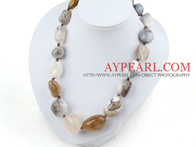 19.5 inches gray agate necklace with moonlight clasp