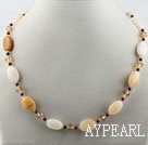 Popular Round Garnet Ovla Stone And Crystal Strand Necklace With Moonight Clasp