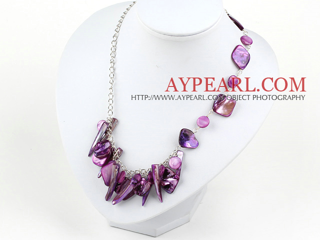 dyed purple shell necklace with extendable chain