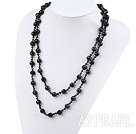 fashion long style black crystal and agate necklace 