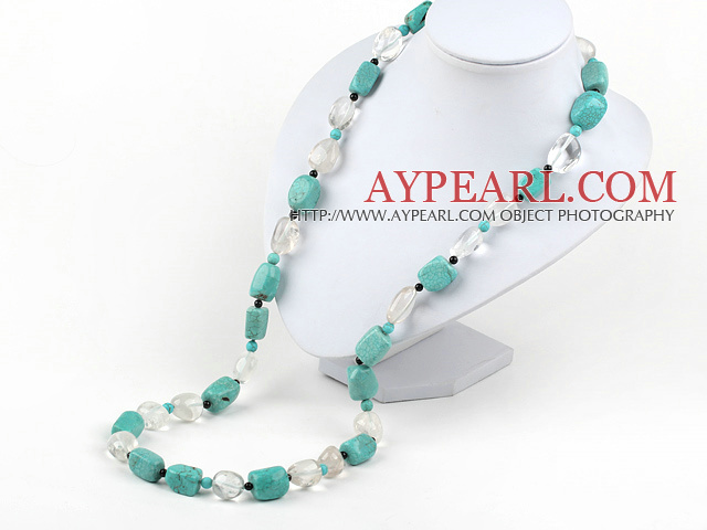 white crystal turquoise necklace with moonlight clasp