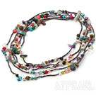 multi strand colorful stone pearl and crystal necklace