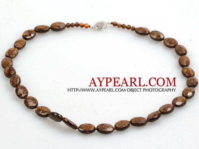 Faceted Golden Copper Stone Necklace with Lobster Clasp