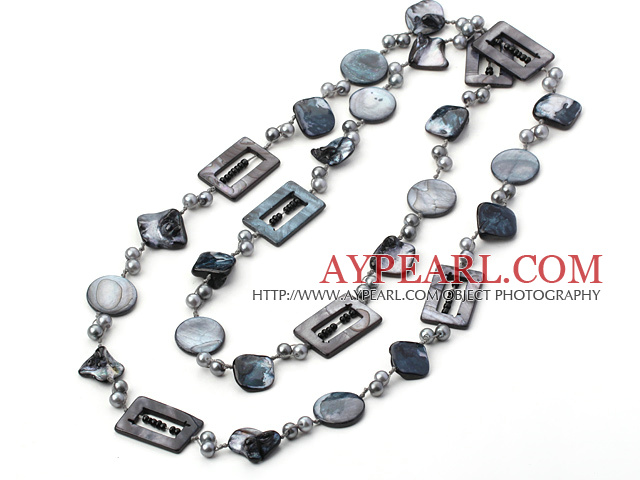 fashion long style acrylic pearl and shell necklace мода долго стиль акриловые жемчуга и ожерелье