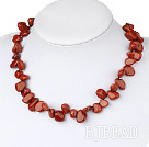 Fashion 8-14Mm Red Drop Shape Marble Stone Beaded Strand Necklace With Inserted Closure