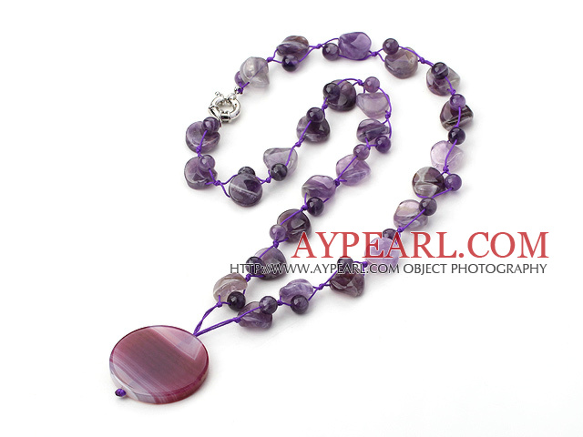 popular natural amethyst and agate necklace