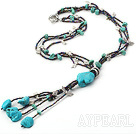 Wholesale Wonderful Multi Strand Blue And Green Turquoise Pendant Necklace With Moonight Clasp