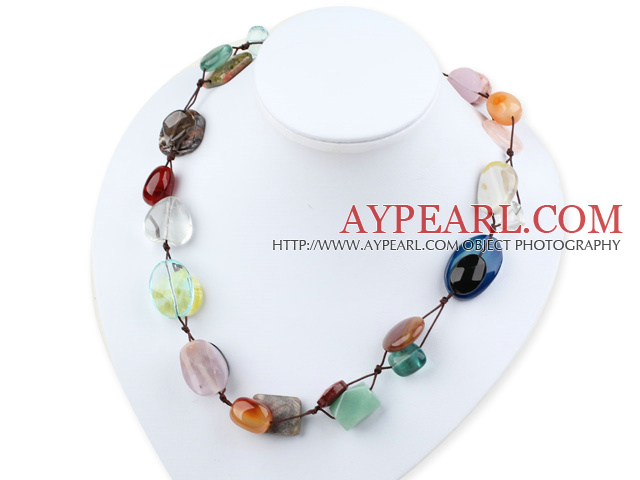 19.5 inches multi stone necklace with moonlight clasp